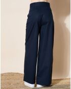 Pantalon paperbag en Coton Gregoria bleu marine